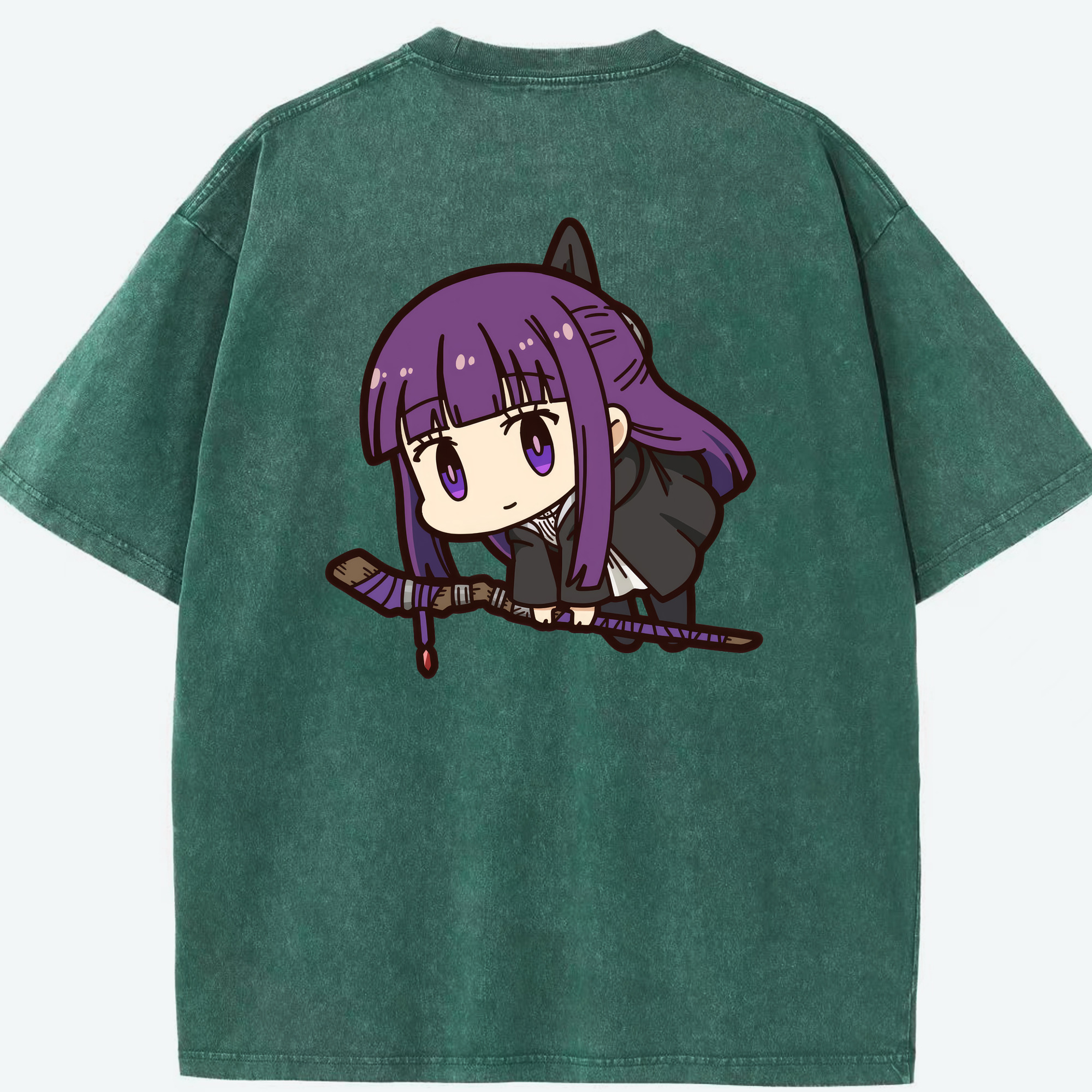 （画像用） 葬送のフリーレン Frieren 綿100% ヴィンテージ風 半袖Tシャツ（背面プリント）